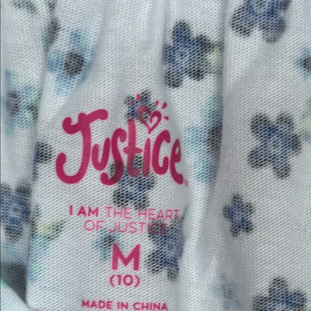 NWT kids Justice Blue and White Puff Sleeve Blouse
